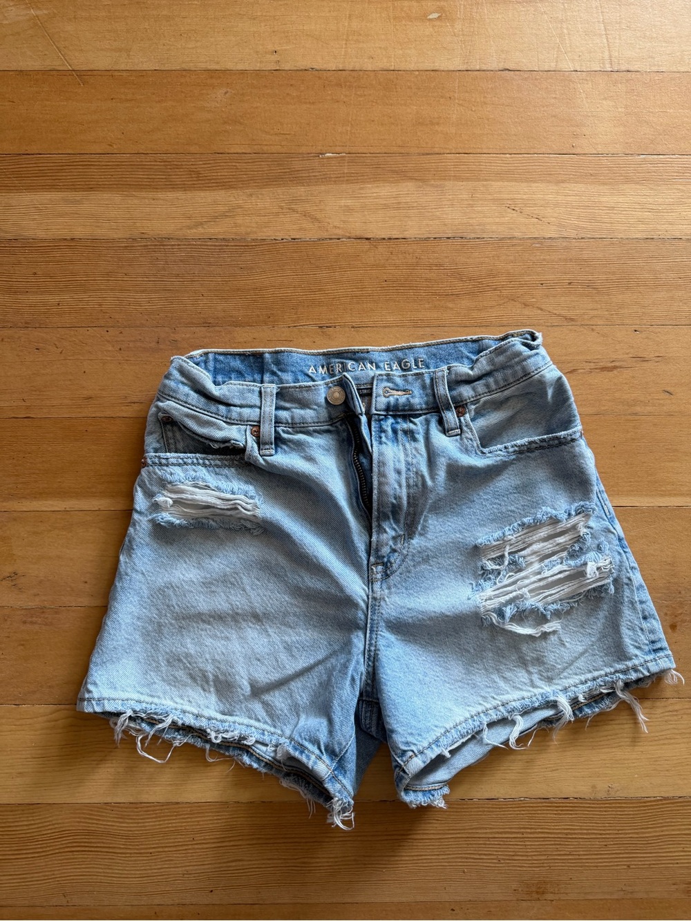 American Eagle Outfitters Light Blue Distressed Denim Shorts